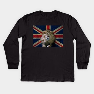 Union Jack With Barbary Lion Kids Long Sleeve T-Shirt